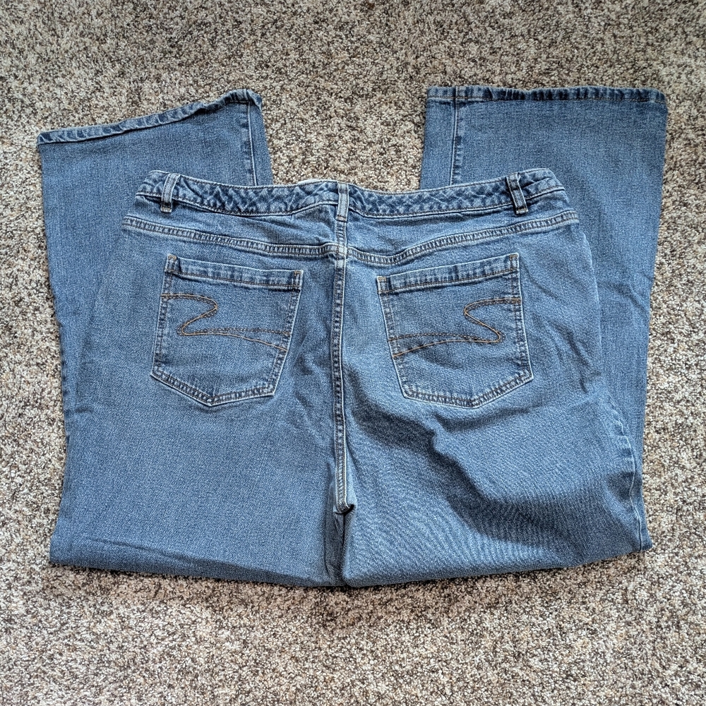 Vtg Woman Liz Claiborne Stretch Straight Leg Blue Jeans Sz 18 (40X29) Med. Wash